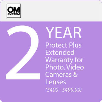 OM SYSTEM 2-Year Protect Plus Support with ADP for Photo and Video Cameras and Lenses (Point-of-Sale, $400-$499.99)