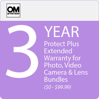 OM SYSTEM 3-Year Protect Plus Support with ADP for Photo and Video Camera and Lens Bundles (Point-of-Sale, $0-$99.99)
