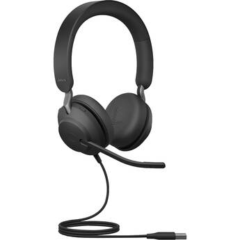 Jabra Evolve2 40 SE Stereo Wired On-Ear Headset with Extension Cable (Unified Communications, USB-C)