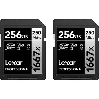 Lexar 256GB Professional 1667x UHS-II SDXC Memory Card (2-Pack)