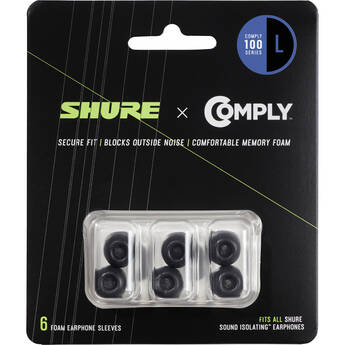 Shure 100 Series Comply Foam Sleeves for Shure Earphones (Large, 3 Pair)