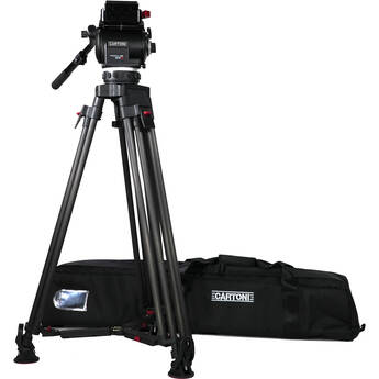 Cartoni Focus 22 Cine Fluid Head with 1-Stage Carbon Fiber Tripod, Mid-Level Spreader, Pan Bar & Bag Kit (100mm)