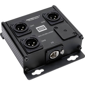 Sescom 3-Channel XLR 3-Pin Male Balanced Passive Audio Extender Box over Cat 5/6/7