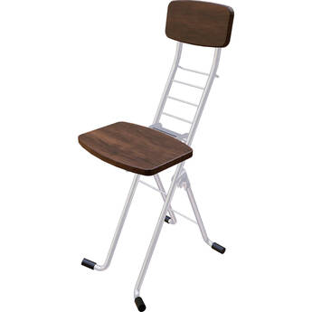 PLATEAU CHAIRS Pará Series Folding Chair with Dark Brown Wood Seat & Silver Frame