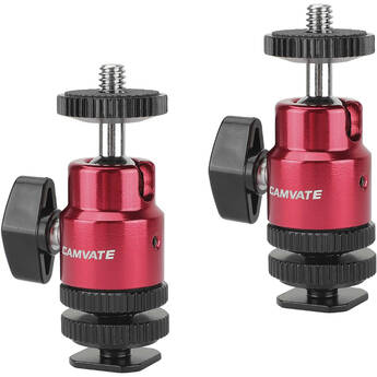 CAMVATE 1/4"-20 Mini Ball Head & Shoe Mount Adapter (2-Pack)