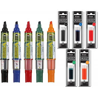 Pilot V-Board Master Begreen Refillable Dry Erase Markers with Refills (Assorted Colors, 5-Pack)