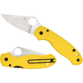 Spyderco Para 3 Salt Lightweight Folding Knife (Satin Plain Blade, Yellow Handles)
