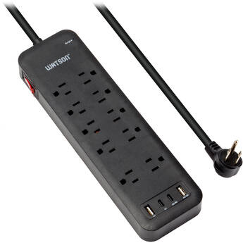 Watson 10-Outlet Surge Protector with USB (2450 Joules, Black)
