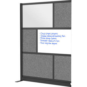 Luxor Modular Room Divider Add-On Wall with Whiteboard (53 x 70", Black)