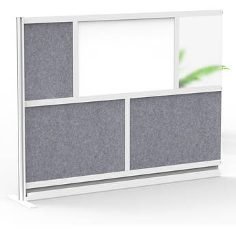 Luxor Modular Room Divider Add-On Wall with Whiteboard (70 x 48", Silver)