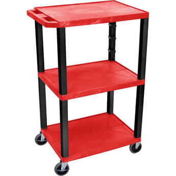 Luxor Three-Shelf Plastic Utility Cart 42" (Red)