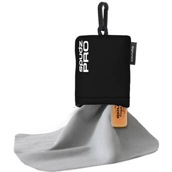 Spudz PRO Premium Lens Cloth with FogzOff Anti-Fog Spray (Black, 10 x 10")