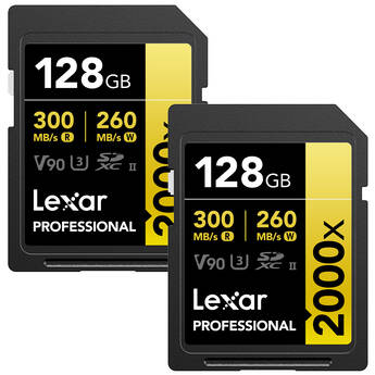 Lexar 128GB Professional 2000x UHS-II SDXC Memory Card (2-Pack)