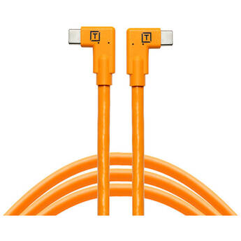 Tether Tools TetherPro Dual Right-Angle USB-C Cable (15', High-Visibility Orange)