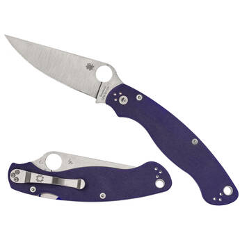 Spyderco Military 2 Folding Knife (Satin Blade, Dark Blue G10 Handle)
