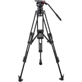 Camgear V15P Fluid Head & ENG/AL2 Aluminum Tripod with Mid-Level Spreader System