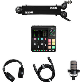 RODE RODECaster Duo Podcasting Kit with PodMic, Studio Boom Arm, Headphones, and Cable