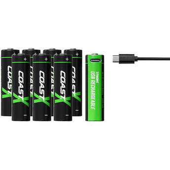 COAST Zithion-X AA Rechargeable Lithium-Ion Batteries with USB-C Port (1.5V, 2400mAh, 8-Pack)