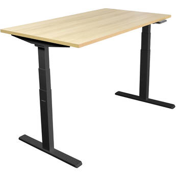 Mount-It! Ultimate Dual Motor Electric Standing Desk with 55" Tabletop (Black Frame, Maple Tabletop)