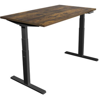 Mount-It! Ultimate Dual Motor Electric Standing Desk with 55" Tabletop (Black Frame, Oak Tabletop)