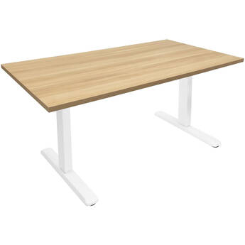 Mount-It! Electric Sit-Stand Desk with 55" Tabletop (White Frame, Maple Tabletop)