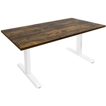 Mount-It! Electric Sit-Stand Desk with 55" Tabletop (White Frame, Oak Tabletop)