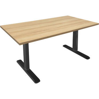Mount-It! Electric Sit-Stand Desk with 55" Tabletop (Black Frame, Maple Tabletop)