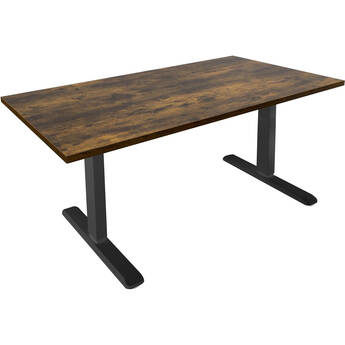 Mount-It! Electric Sit-Stand Desk with 55" Tabletop (Black Frame, Oak Tabletop)