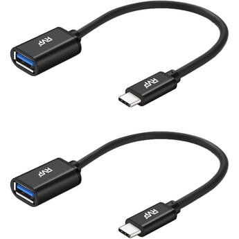 RVP+ USB-C to USB-A 3.0 Female Adapter (2-Pack, Black)