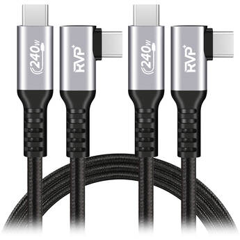 RVP+ USB-C 2.0 Right-Angle Cable (3', Gray, 2-Pack)