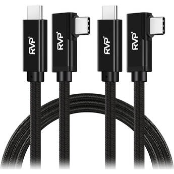 RVP+ USB-C 3.2 Gen 2x2 Right-Angle Cable (9', Black, 2-Pack)