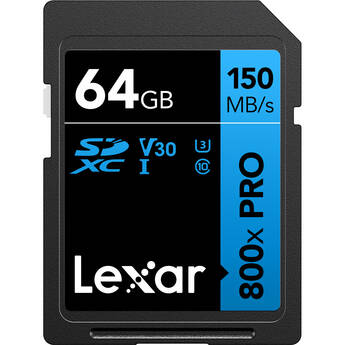 Lexar 64GB High-Performance 800x PRO UHS-I SDXC Card (BLUE Series, 2-Pack)