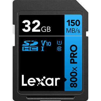 Lexar 32GB High-Performance 800x PRO UHS-I SDHC Memory Card (BLUE Series, 2-Pack)