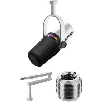 Shure MV7+ Podcast XLR/USB Microphone Kit with Broadcast Boom Arm (White)