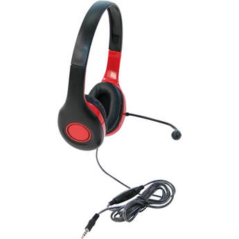 Califone KH-08GT RD On-Ear Headset with Gooseneck Microphone and 3.5mm Plug (Black and Red)