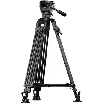 Tilta 75mm Cine Fluid Head with 2-Stage One-Touch Carbon Fiber Tripod System (17.6 lb Load, Space Gray)