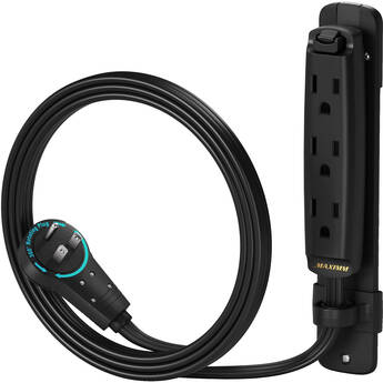 Maximm Cable 3-Outlet Power Extension Cord with 360° Rotating Flat Plug (Black, 3')