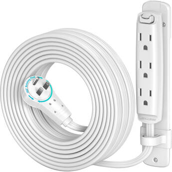 Maximm Cable 3-Outlet Power Extension Cord with 360° Rotating Flat Plug (White, 25')