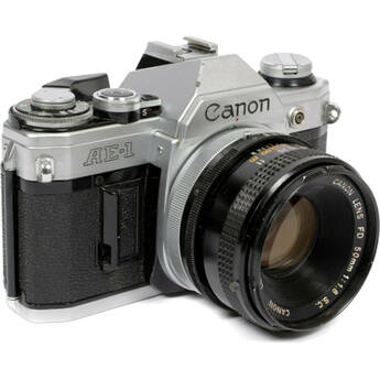 Canon AE-1 35mm SLR Camera with 50mm f/1.8 FD Lens (Refurbished)