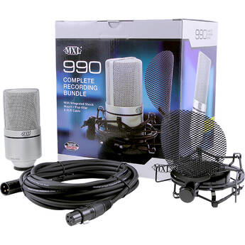 MXL 990 Complete Large-Diaphragm Cardioid Condenser Microphone Bundle with SMP-1 and XLR Cable (Champagne)