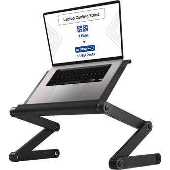 Uncaged Ergonomics WorkEZ Executive Laptop Stand with 3 USB Ports and 2 Cooling Fans (Black)