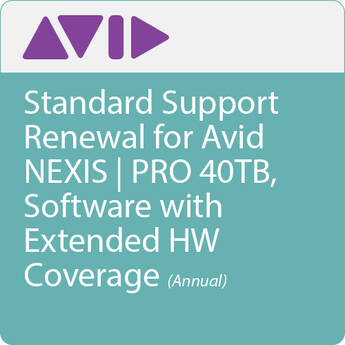 Avid Standard Support Renewal for Avid NEXIS | PRO 40TB Software with Extended HW Coverage (Annual)