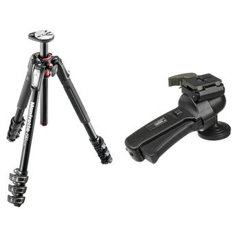 Manfrotto MT190XPRO4 Aluminum Tripod Kit with 322RC2 Grip Action Ball Head and Quick Release Plate