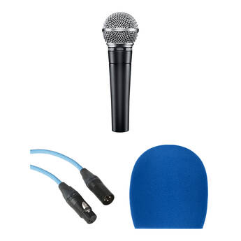Shure SM58 Handheld Dynamic Microphone Kit (Blue Cable & Windscreen)
