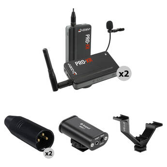 Azden PRO-XR 2-Person Digital Camera-Mount Wireless Omni Lavalier Microphone System Kit (2.4 GHz)