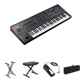 Roland Fantom 6 EX 61-Key Music Workstation Keyboard Kit with X-Stand, X-Bench, Pedal, Wheeled Case