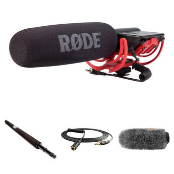 RODE VideoMic Camera-Mount Shotgun Microphone Kit with Micro Boompole, Windshield, and Extension Cable