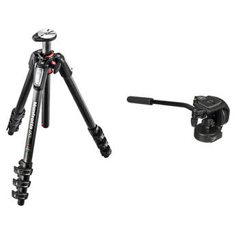 Manfrotto MT055CXPRO4 Carbon Fiber Tripod with 128RC Micro Fluid Video Head Kit