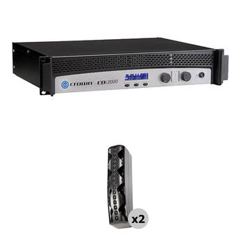 Crown Audio CDi 2000 Two-Channel Commercial Amplifier Kit with Two Line Array Column Loudspeakers (Black)