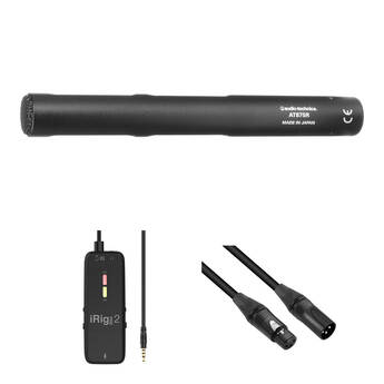 Audio-Technica AT875R Short Shotgun Microphone Kit with Mic Interface for Smartphones